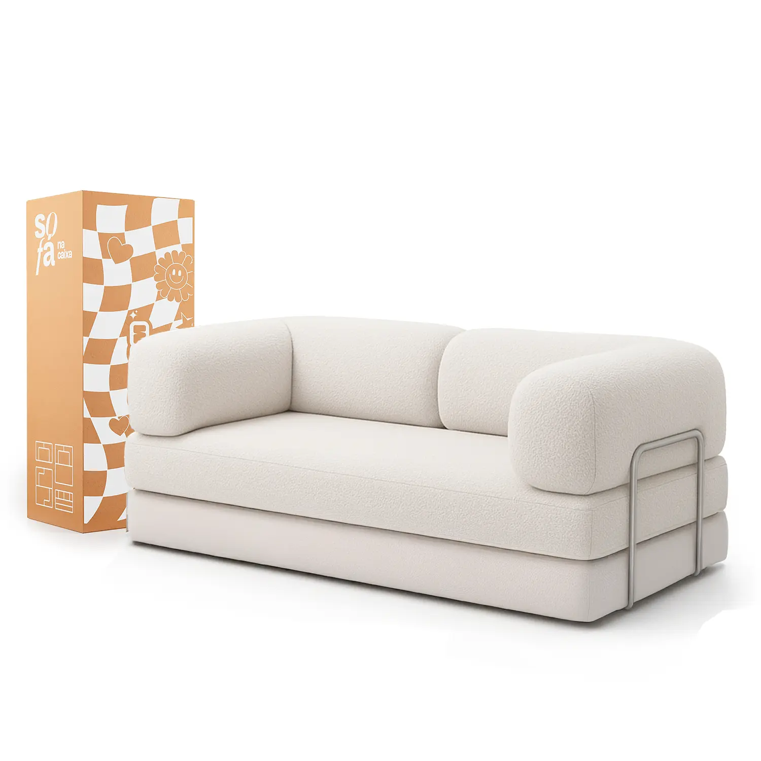 Sofá Cama Bloom Bouclé Linho